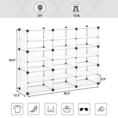 8-Tier White Shoe Rack, 32-Pair Plastic Shoe Clothes Storage Organizer Unit with Dividers, Ideal for Closet, Living Room and Corridor - Image 4