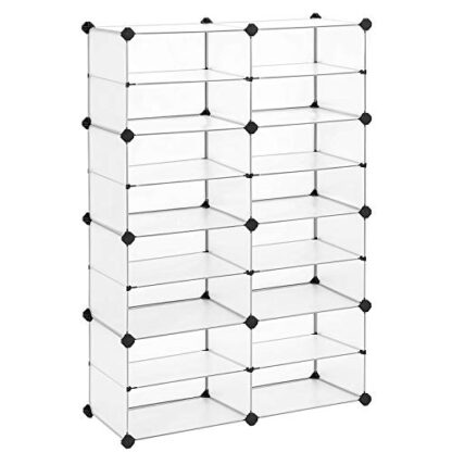 8-Tier White Shoe Rack, 32-Pair Plastic Shoe Clothes Storage Organizer Unit with Dividers, Ideal for Closet, Living Room and Corridor - Image 8