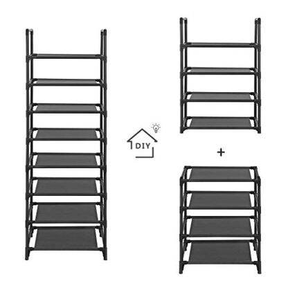 Black Shoe Rack, 8-Tier Shoe Shelf Organizer, Shoe Tower, 16-20 Pairs, for Closet, Entryway - Image 3