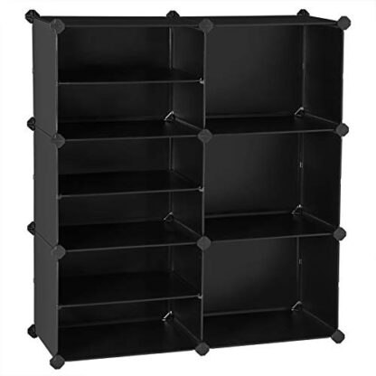 Black Cube Storage Organizer, Interlocking Plastic Cubes with Divider Design, Modular Cabinet, Bookcase, Closet Bedroom Kid’s Room - Image 8