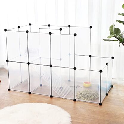 Transparent Guinea Pig Playpen with Dense Ramp, Indoor Rabbit Run Hutch Cage, Large Exercise Enclosure with Stairs, DIY Plastic Modular Fence for Hamster - Image 6