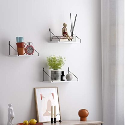 White and Black Set of 3 Wall Shelves, Floating Shelf, Decorative Shelves - Image 7