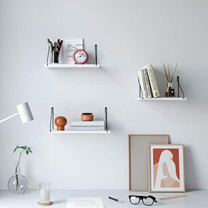 White and Black Set of 3 Wall Shelves, Floating Shelf, Decorative Shelves - Image 8