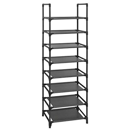 Black Shoe Rack, 8-Tier Shoe Shelf Organizer, Shoe Tower, 16-20 Pairs, for Closet, Entryway - Image 9