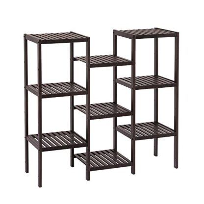 Brown Bamboo Customizable Plant Stand Flower Pots Holder Display Utility Shelf Bathroom Storage Rack Shelving Unit - Image 9