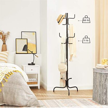 Black Coat Rack, Freestanding Metal Coat Tree with 6 Hooks, for Entryway, Bedroom, Living Room - Image 6