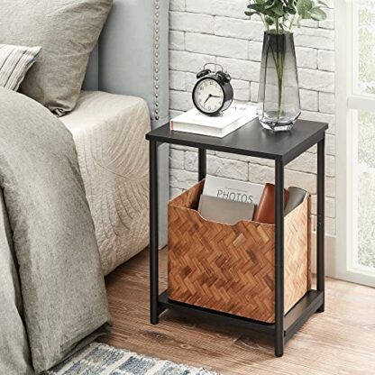 Set of 2 Black End Tables, Side Tables with Storage Shelf, Slim Night Tables, Steel Frame, for Living Room, Study, Bedroom - Image 8