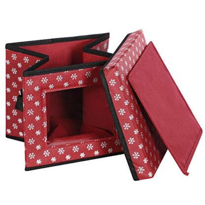 Set of 3 Red Holiday Dinnerware Storage, Dinnerware Box with Lid, Handles, Felt Dividers - Image 2