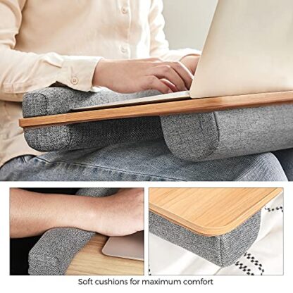 Lap Desk, Laptop Table for up to 15.6 Inches Laptop, with Handle, Cushion, Phone Tablet Slot - Image 5