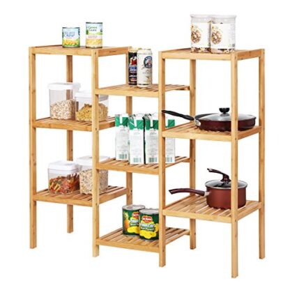 Natural Bamboo Customizable Plant Stand Shelf Flower Pots Holder Display Rack Utility Shelf Bathroom Rack 9-Tier Storage Rack Shelving Unit - Image 3