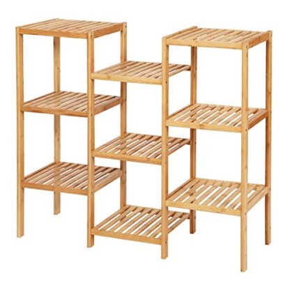 Natural Bamboo Customizable Plant Stand Shelf Flower Pots Holder Display Rack Utility Shelf Bathroom Rack 9-Tier Storage Rack Shelving Unit - Image 7