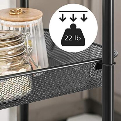 Black Rolling Cart, 5-Tier Metal Storage Cart, Kitchen Storage Trolley with 2 Brakes, Utility Cart with Handles, Easy Assembly, for Bathroom - Image 6