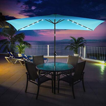 Lake Blue Solar Patio Umbrella 10 x 6.5 ft, Lighted Outdoor Umbrella Rectangular, LED Lights - Image 2