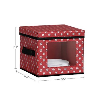 Set of 3 Red Holiday Dinnerware Storage, Dinnerware Box with Lid, Handles, Felt Dividers - Image 5