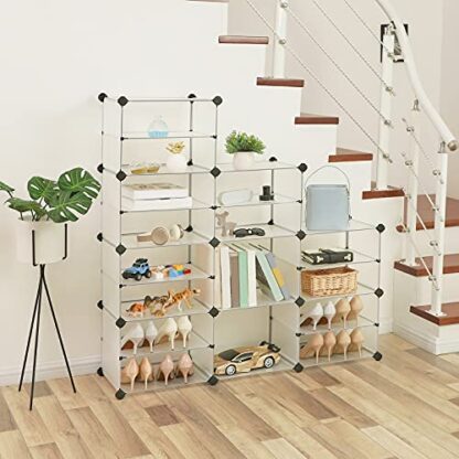 8-Tier White Shoe Rack, 32-Pair Plastic Shoe Clothes Storage Organizer Unit with Dividers, Ideal for Closet, Living Room and Corridor - Image 6