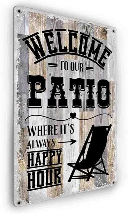 8x12 inch Welcome to Our Patio Rustic Farmhouse Metal Tin Sign