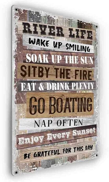 8x12 inch River Life Funny Rustic Farmhouse Metal Tin Sign