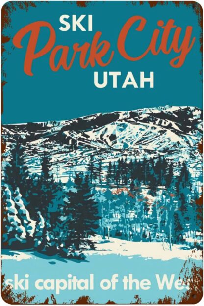 8x12 inch Ski Metal Signs Vintage Park City Utah Wall Decor