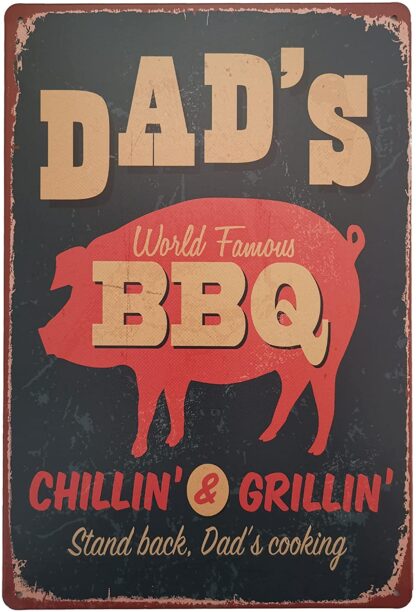 8x12 inch Dad's BBQ Stand Back Dad's Cooking Metal Vintage Tin Sign Wall Decor