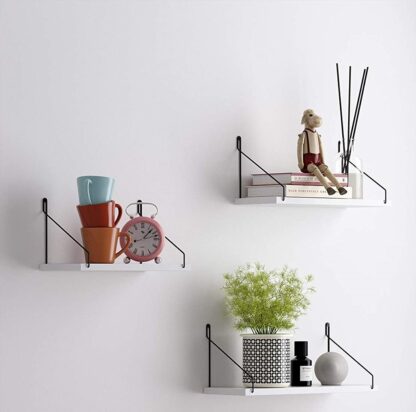 White and Black Set of 3 Wall Shelves, Floating Shelf, Decorative Shelves