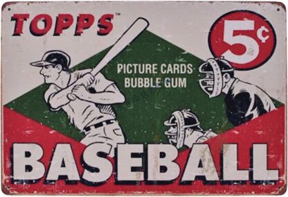 Topps Baseball Vintage Retro Metal Tin Sign Home Bar Kitchen Farmhouse Home Decor