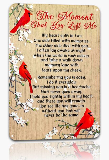 8x12 inch Nostalgic Retro Tin Sign Cardinals The Moment That You Left Me -Home Wall Decoration