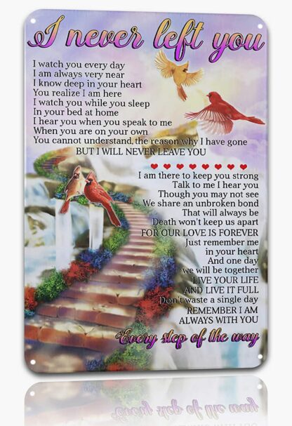 8x12 inch Cardinals Tin Sign I Never Left You -Nostalgic Home Wall Decoration Patio