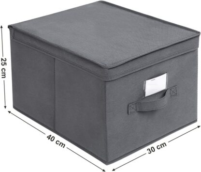 3PCS Gray Large Storage Cubes Bin Box with Lids and Handles, Non-Woven Fabric Foldable Cloth Organizer - Image 4