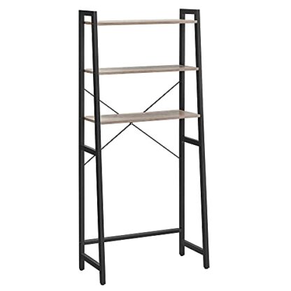 Greige + Black Over The Toilet Storage, 3-Tier Bathroom Storage Shelf - Image 10