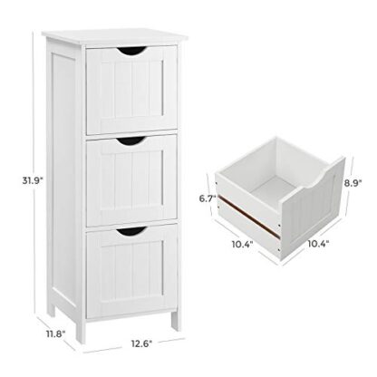 White Bathroom Cabinet Floor Cabinet, Free-Standing Storage Cabinet with 3 Drawers - Image 7