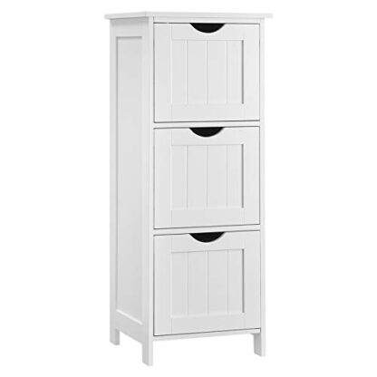 White Bathroom Cabinet Floor Cabinet, Free-Standing Storage Cabinet with 3 Drawers - Image 8