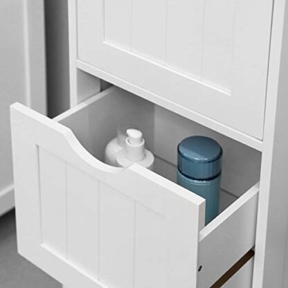 White Bathroom Cabinet Floor Cabinet, Free-Standing Storage Cabinet with 3 Drawers - Image 2