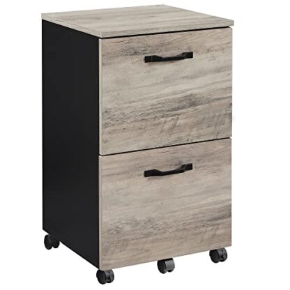 Greige + Black File Cabinet, with 2 Drawers, Mobile Filing Cabinet with Wheels, for A4, Letter Sized Documents, Hanging File Folders - Image 8