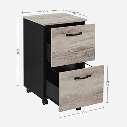 Greige + Black File Cabinet, with 2 Drawers, Mobile Filing Cabinet with Wheels, for A4, Letter Sized Documents, Hanging File Folders - Image 4