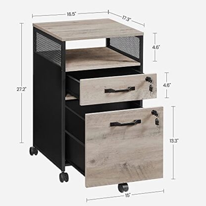 Greige + Black File Cabinet with Lock, Filing Cabinet with 2 Storage Drawers - Image 5