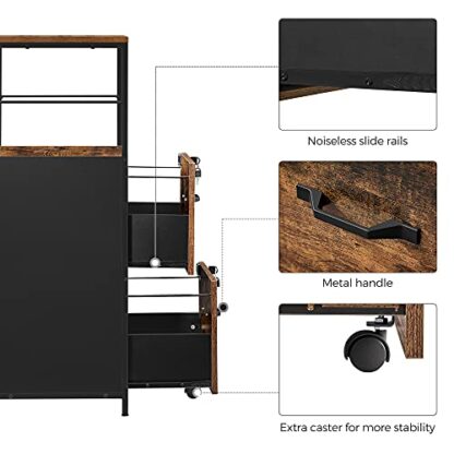 Rustic Brown + Black File Cabinet, Filing Cabinet for Home Office, with Lock and 2 Drawers - Image 5