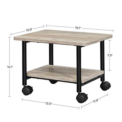 2-Tier Greige + Black Industrial Under Desk Printer Stand - Image 5