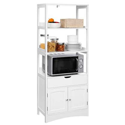 White Free Standing Linen Tower, Bathroom Storage Cabinet - Image 6