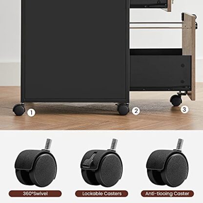 Greige + Black File Cabinet with Lock, Filing Cabinet with 2 Storage Drawers - Image 6