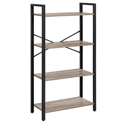 Greige and Black Bookshelf, 4-Tier Shelving Unit, Bookcase, Book Shelf, 11.8 x 25.9 x 47.2 Inches, for Home Office, Living Room - Image 9