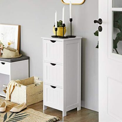 White Bathroom Cabinet Floor Cabinet, Free-Standing Storage Cabinet with 3 Drawers - Image 4