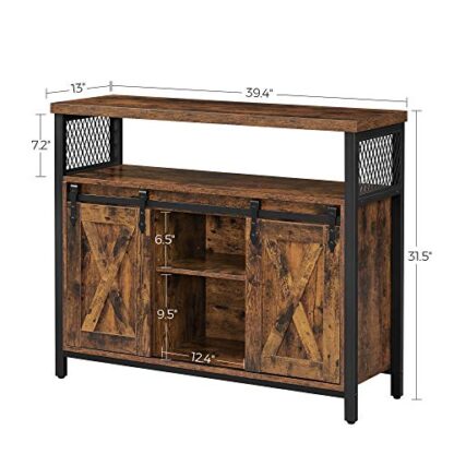 Rustic Brown + Black Storage Cabinet, Buffet Cabinet, Sideboard with Adjustable Shelf - Image 8