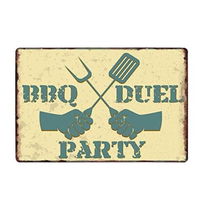 8x12 inch BBQ Duel Party Sign Metal Tin Sign Plaque Metal