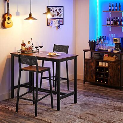 Set of 2 Rustic Brown + Black Bar Stools, Bar Chairs,Tall Bar Stools with Backrest,Industrial in Party Room - Image 8