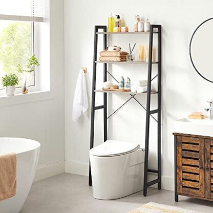 Greige + Black Over The Toilet Storage, 3-Tier Bathroom Storage Shelf - Image 9