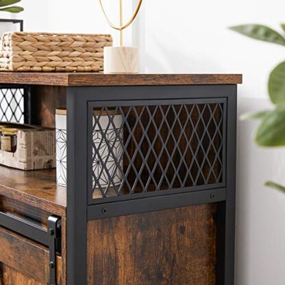 Rustic Brown + Black Storage Cabinet, Buffet Cabinet, Sideboard with Adjustable Shelf - Image 4