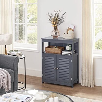 Gray Bathroom Storage Floor Cabinet, Free Standing with Double Shutter Doors and Adjustable Shelf - Image 6