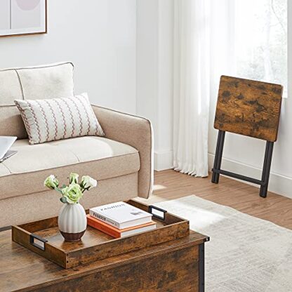 Rustic Brown + Black TV Tray Table, Side Table with Removable Serving Tray - Image 5