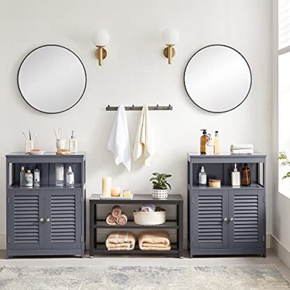 Gray Bathroom Storage Floor Cabinet, Free Standing with Double Shutter Doors and Adjustable Shelf - Image 7