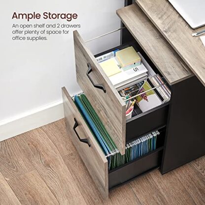 Greige + Black File Cabinet, with 2 Drawers, Mobile Filing Cabinet with Wheels, for A4, Letter Sized Documents, Hanging File Folders - Image 7